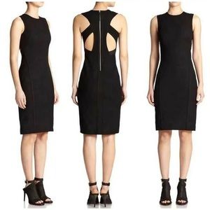Helmut Lang Sheath Dress Cut Out Back Black Mesh Compressed Fitted